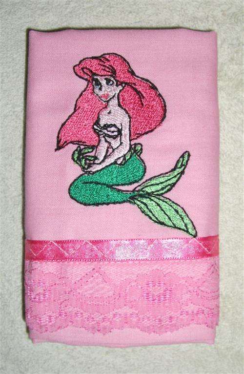 Pink Little Mermaid Embroidered Baby Pillowcase