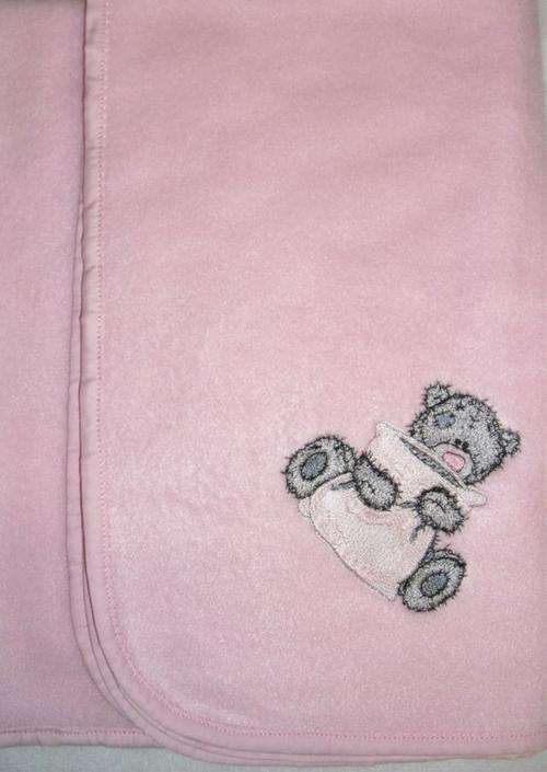 Embroidered Polar Fleece Baby Blanket - Tatty Teddy with Pillow