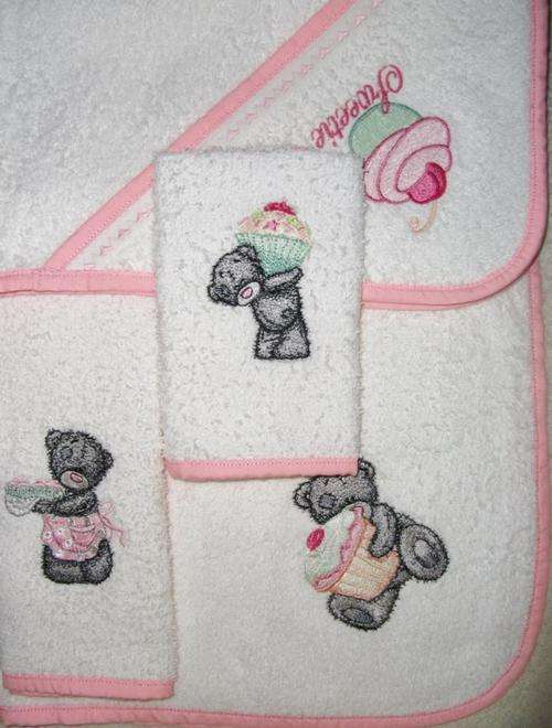 Tatty Teddy (Cupcake Collection) - Hooded Baby Towel,Burpie & Facecloth Set - Lovely Gift!