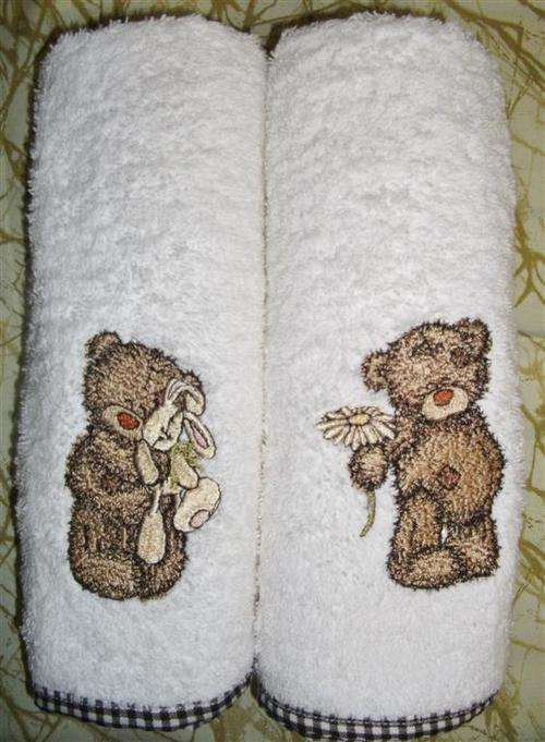 Tatty Teddy Burp Nappies (White Nappies, Teddies in Shades of Beige) - Twin Pack