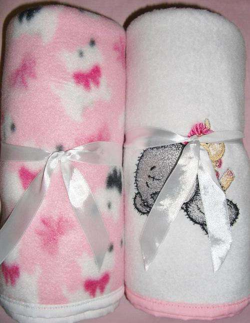 Fleecy Baby Blankets - Twin Pack - Tiny Tatty Teddy with Toy