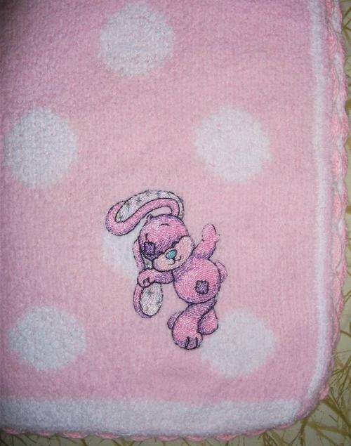 Knitted Fabric Baby Blanket - Tatty Teddy's Blue Nose Friend Twinkletoes