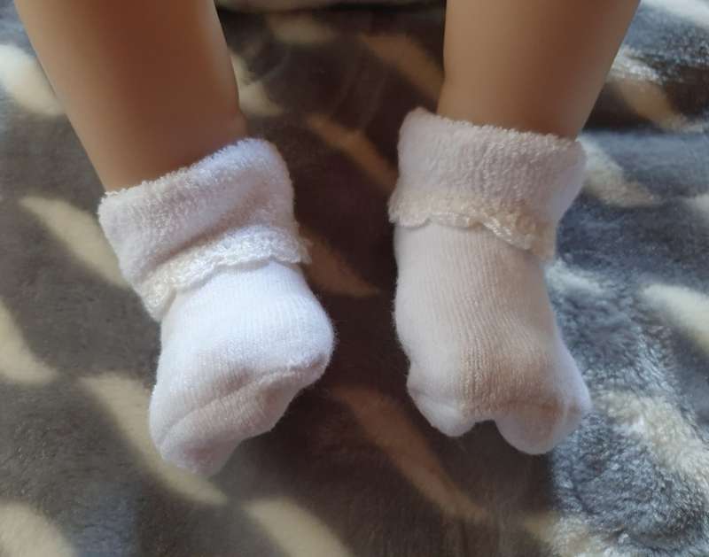 STRETCH TOWELLING BABY SOCKS WITH CROCHET EDGE - NEWBORN