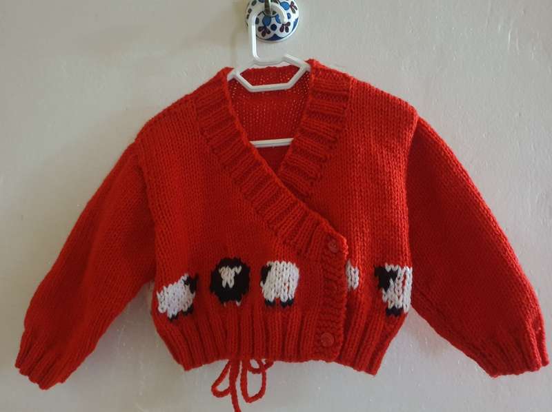 KNITTED BABY CROSS OVER CARDIGAN - 9-12 MONTHS