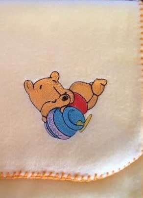 EMBROIDERED FLEECE BABY BLANKET - 75X100CM - CROCHET ROUND THE EDGES