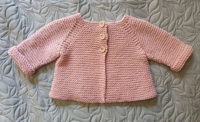 KNITTED BABY MATINEE JACKET - NEWBORN TO 3 MONTHS (PINK)