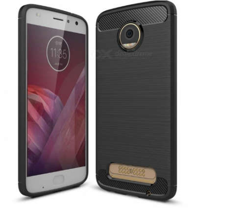 Dayspirit Wire Drawing Carbon Fiber TPU Case for Moto Z2 Play - Black