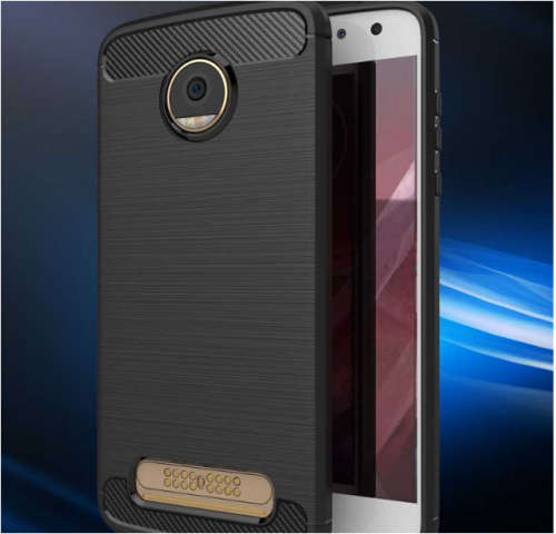 Dayspirit Wire Drawing Carbon Fiber TPU Case for Moto Z2 Play - Black