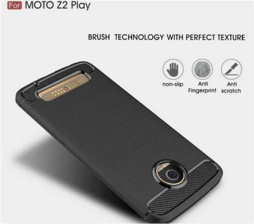 Dayspirit Wire Drawing Carbon Fiber TPU Case for Moto Z2 Play - Black