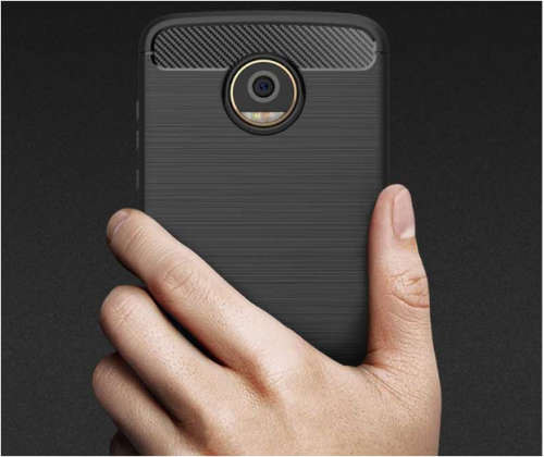 Dayspirit Wire Drawing Carbon Fiber TPU Case for Moto Z2 Play - Black
