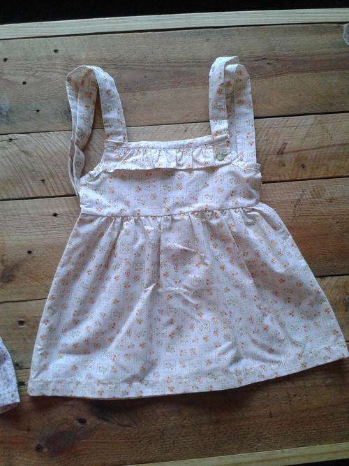 Beautiful 100% Cotton Adjustable Summer Dress, Apricot 6 -12 months