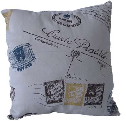 #NEW# Stunning Scatter Cushion!! Travel/Stamp Print Fabric!!