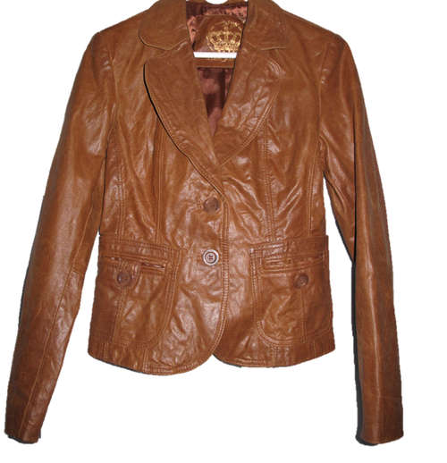 GORGEOUS!! Vintage Style Tan Leather Jacket Size 12