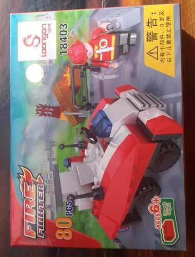 FIREFIGHTER WITH FIREFIGHTING TOOLS AND TRUCK LEGO SET