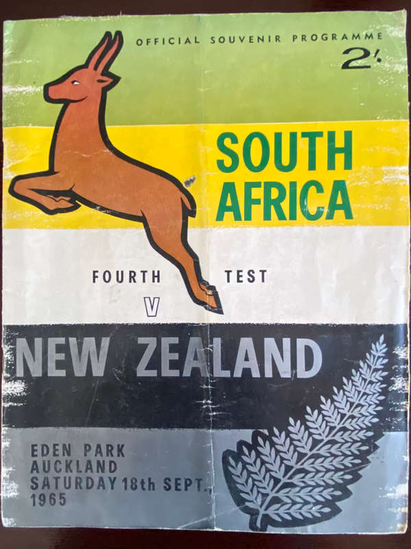 1965 New Zealand vs South Africa 4th test Rugby matchday programme