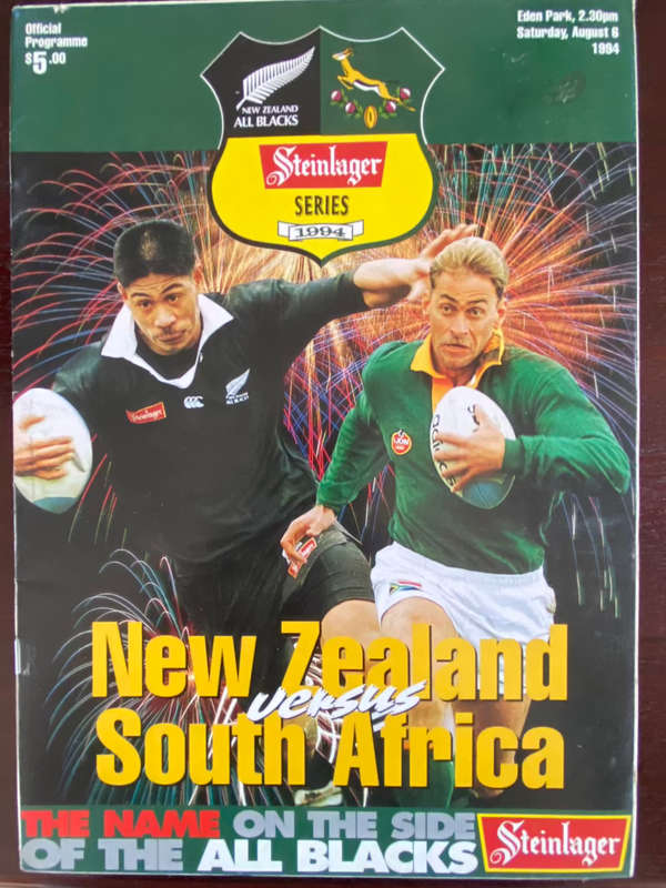 1994 New Zealand vs South Africa 3rd test Rugby matchday programme