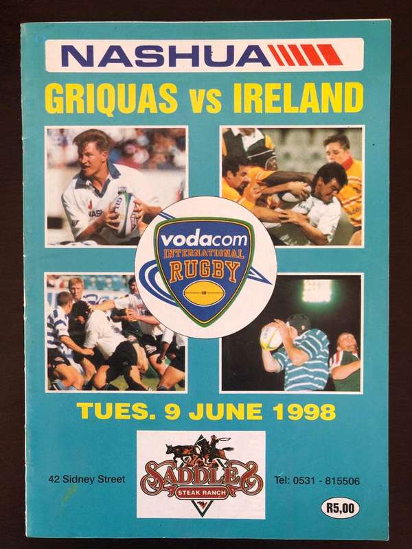 1998 Griquas vs Ireland rugby matchday programme