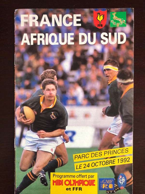 1992 France vs South Africa test Rugby matchday programme