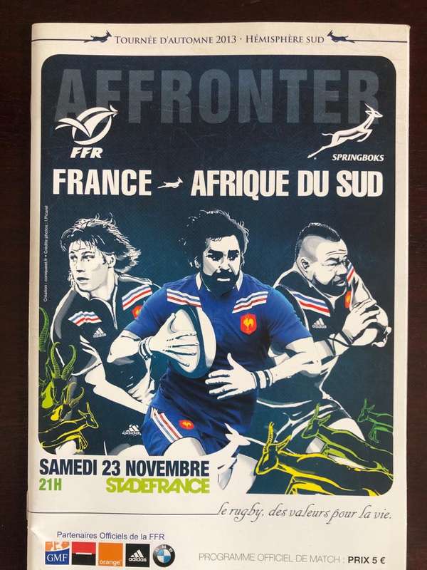 2013 France vs South Africa test Rugby matchday programme