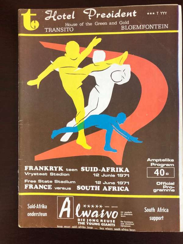 1971 South Africa vs France test Rugby matchday programme