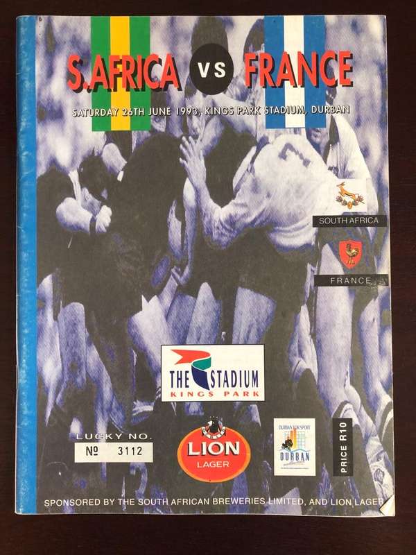 1993 South Africa vs France test Rugby matchday programme