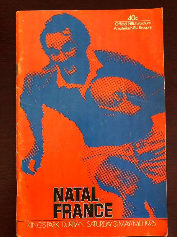 1975 Natal vs France rugby match day programme
