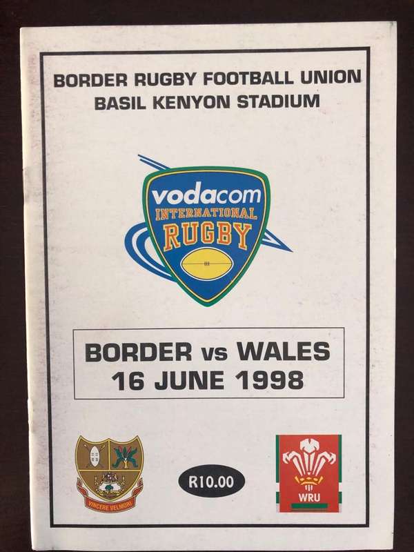 1998 Border vs Wales rugby match day programme