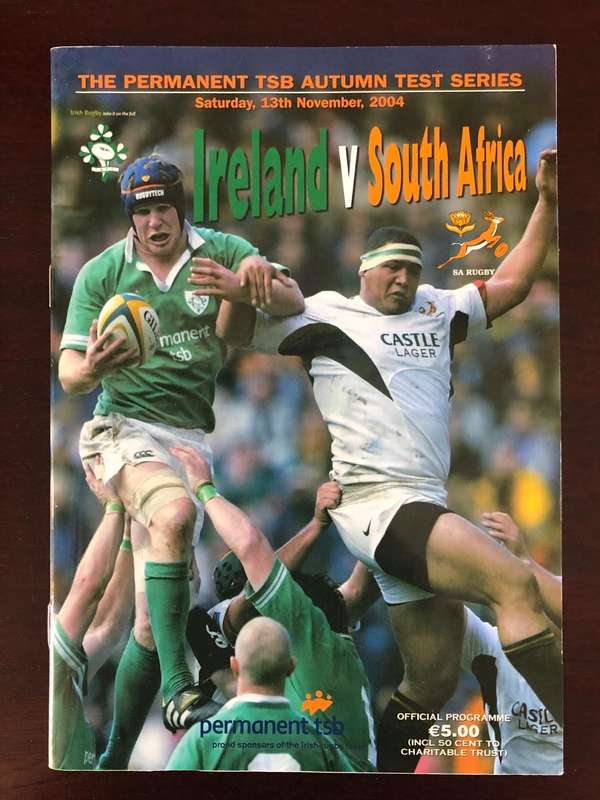 2004 Ireland vs South Africa rugby test match day programme