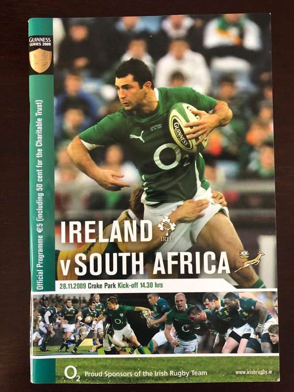 2009 Ireland vs South Africa rugby test match day programme