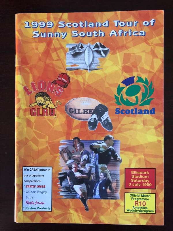 1999 Lions vs Scotland rugby match day programme