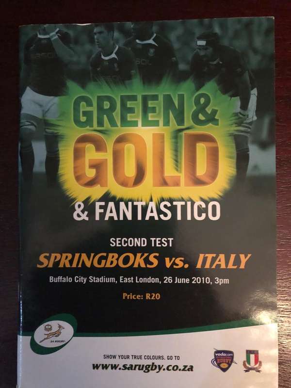 2010 South Africa vs Italy rugby test match day programme