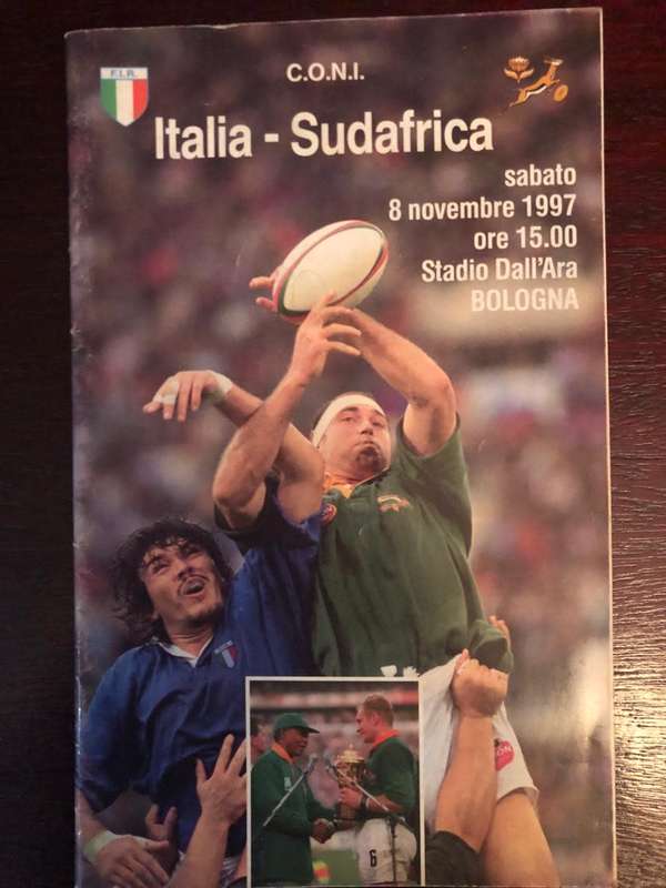1997 Italy vs South Africa rugby test match day programme