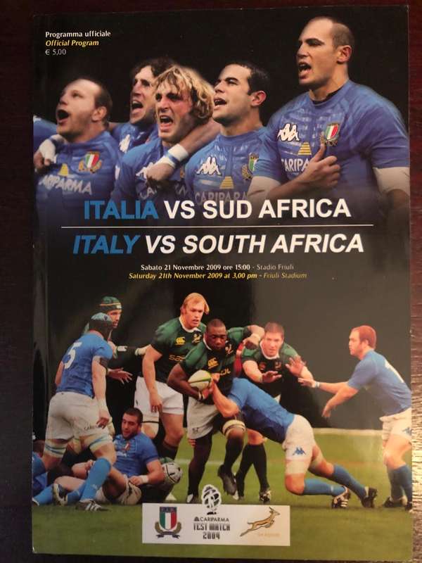 2009 Italy vs South Africa rugby test match day programme