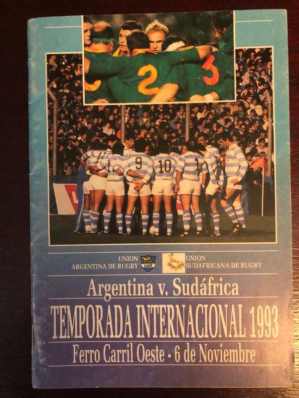 1993 Argentina vs South Africa rugby test match day programme