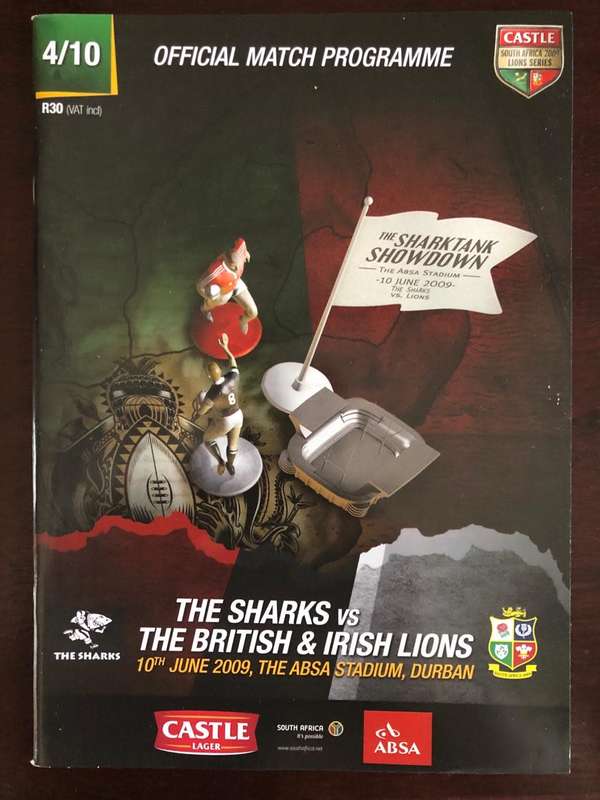 2009 Natal Sharks vs British Lions rugby match day programme