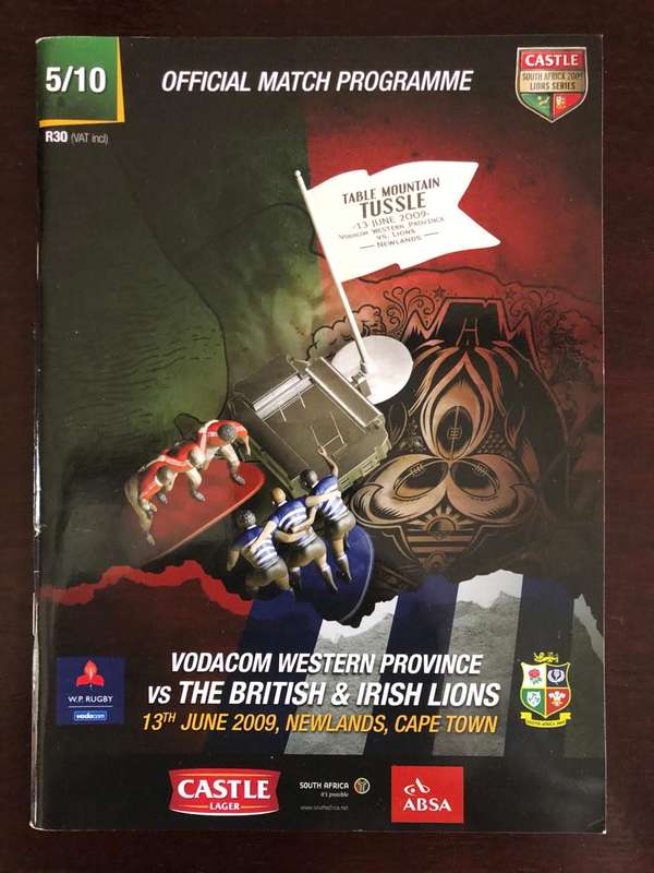 2009 Western Province vs British Lions rugby match day programme