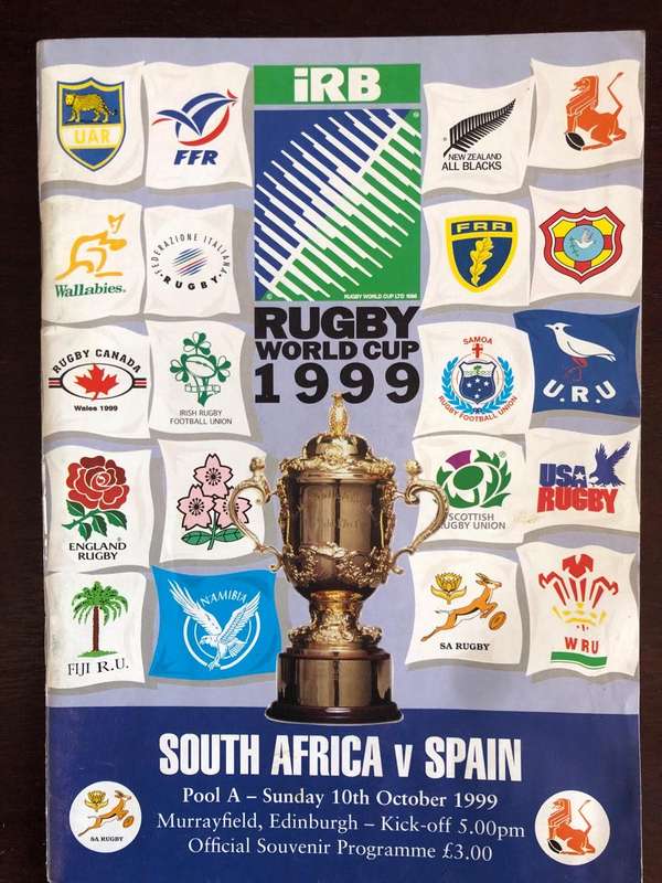 RWC 1999 South Africa vs Spain test rugby matchday programme