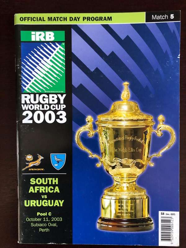 RWC 2003 South Africa vs Uruguay test rugby matchday programme
