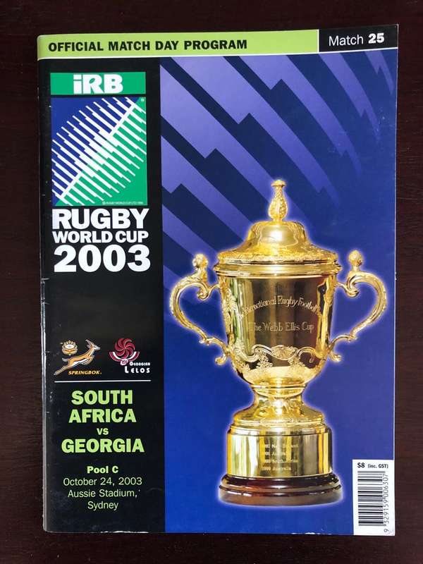 RWC 2003 South Africa vs Georgia test rugby matchday programme