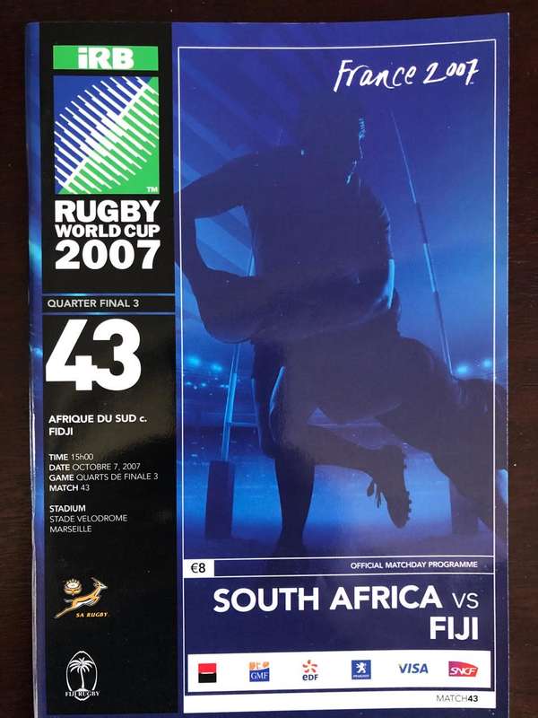 RWC 2007 South Africa vs Fiji test rugby matchday programme