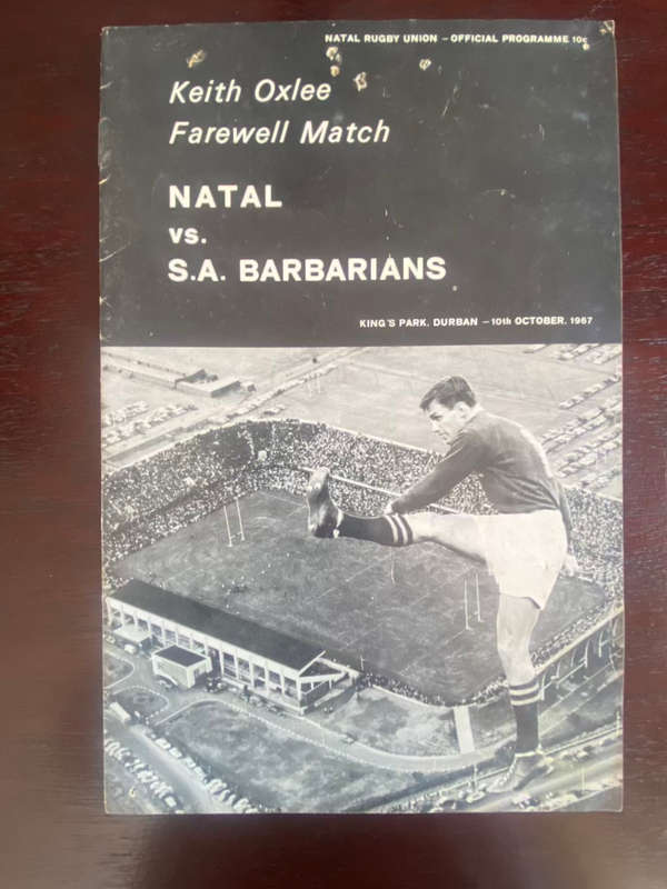 1967 Natal vs SA Barbarians match day programme