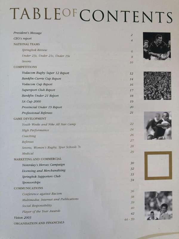 2000 South African Rugby Union Annual report