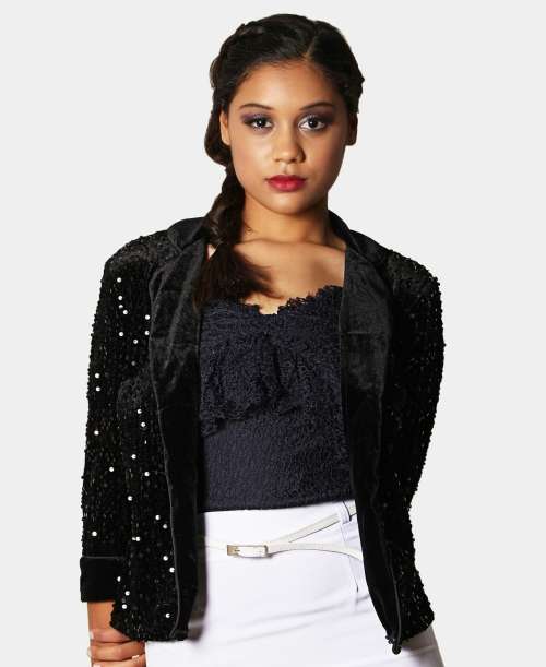 Ladies short Blazer Sequins Black `FREE SHIPPING`
