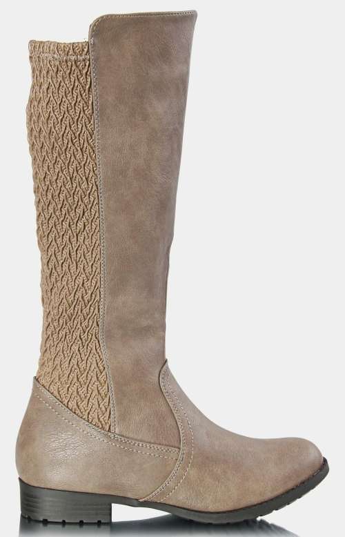 Ladies Knee High Boots Taupe `FREE SHIPPING`