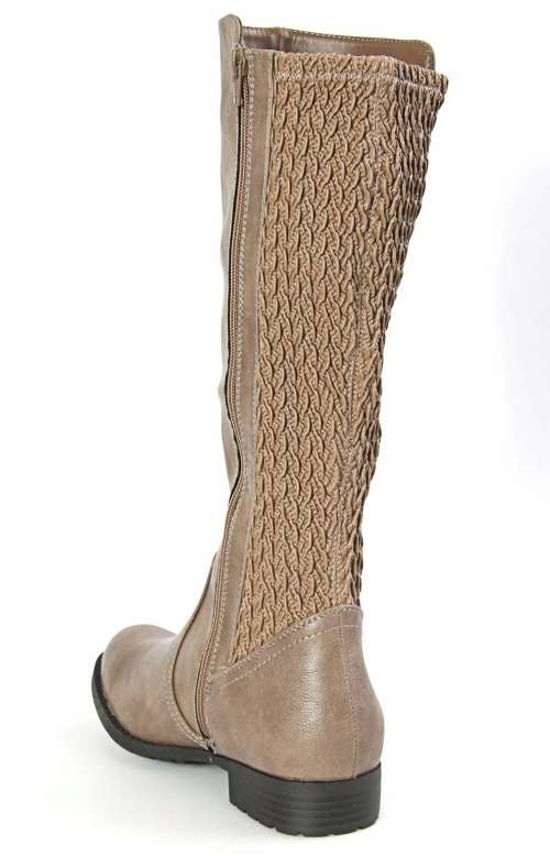Ladies Knee High Boots Taupe `FREE SHIPPING`