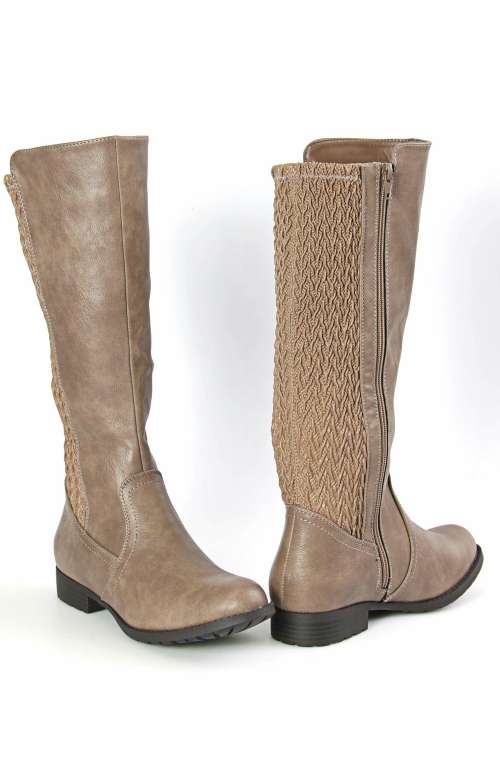 Ladies Knee High Boots Taupe `FREE SHIPPING`