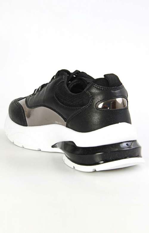 Ladies Casual Sneakers Black-Pewter