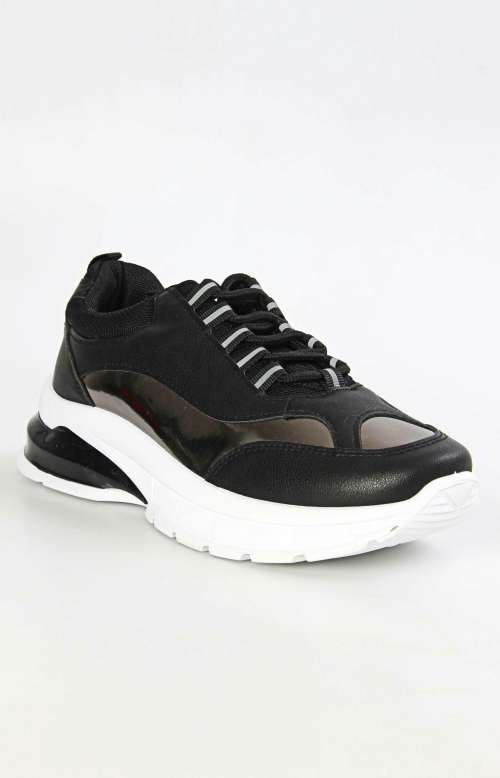 Ladies Casual Sneakers Black-Pewter