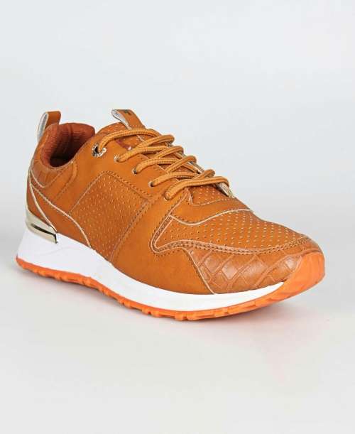 Ladies Nova Pin Punch Sneakers Tan