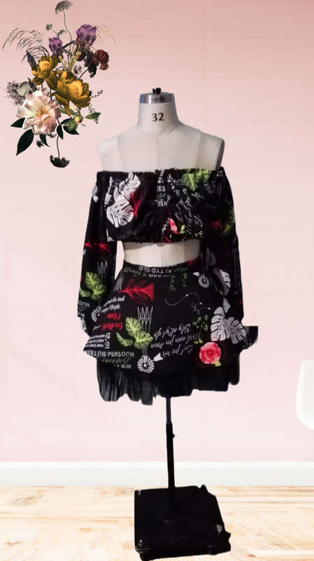Short skirt and off shoulder crop top Matric Dress, Formal dress, Evening Dress, Size 34
